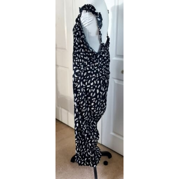 Ellos Womens Plus Sz 2X Flutter Sleeve Cropped Romper Black-White Print Jumpsuit - Picture 3 of 8